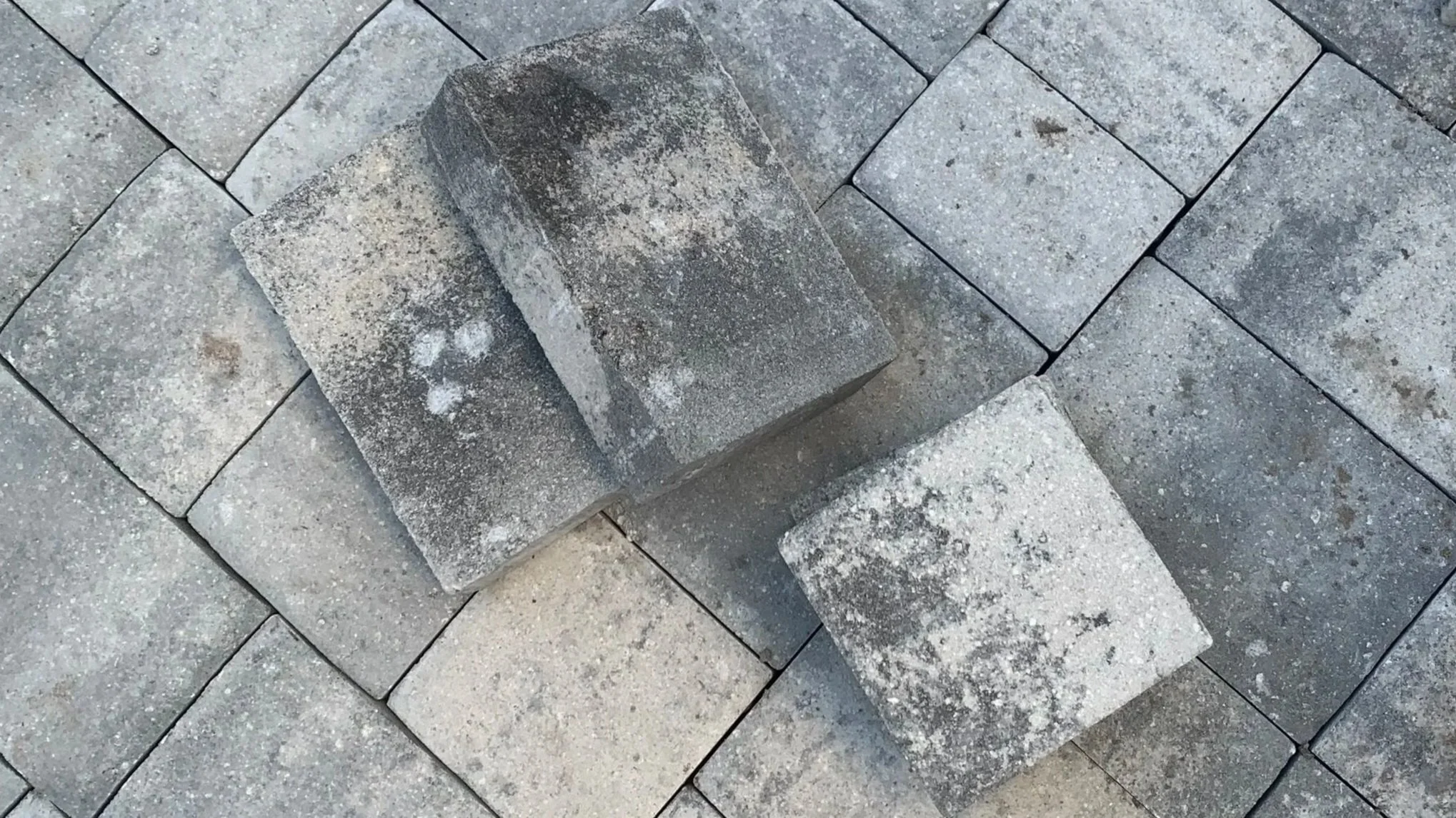 Paver driveway laid in a clean running-bond pattern